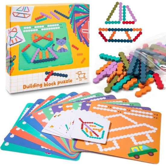 Guopai 140 Pièces Tangram en Bois Enfant, Puzzle Mosaïque Créatif avec 20 Cartes de Conception, Jeu Éducatif Montessori, Jouet de Logique et Formes Cadeau pour Garçons et Filles dès 3 Ans