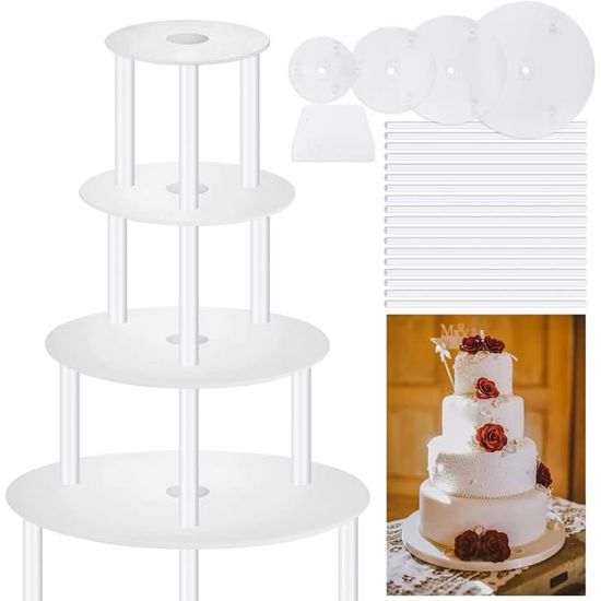 Lot De 28 Chevilles à Gâteau En Plastique - 9,5 Pouces (24cm), Blanc | Support Pour Gâteaux à Étages