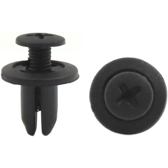 Lot De 20 Rivets/Clips Plastique Noir Pour Voiture - Diamètre Trou 6mm - Pour Fixation Garniture Pare-chocs, Porte