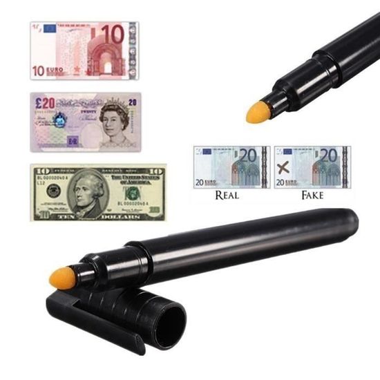 Stylo faux billets euros-Stylo détecteur de faux billets-Détection faux  billets de banque-Marqueur de contrôle de monnaie : : Fournitures  de bureau