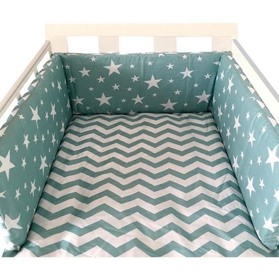 TEALP Tour de Lit Bebe pour Fille et Garcon Taille 180x30cm 100% coton respirant Protection de tête nid gardelinge pour lit de bébé 