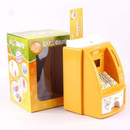 Tirelire Électronique pour Enfants avec Mot de Passe Personnalisable, Coffre -Fort Enfant avec Carte & Empreinte Digitale, Tirelire Personnalisée Garçon Fille avec Aspiration Automatique