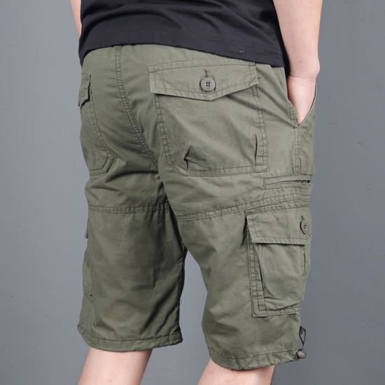 Générique Short Homme Cargo, Short De Travail Homme Elasthane, Short De Randonnée Bermuda Pantacourt Multi Poches Ample Short De Sport Couleur Unie Casual Lâche Pantalon Court De Loisirs