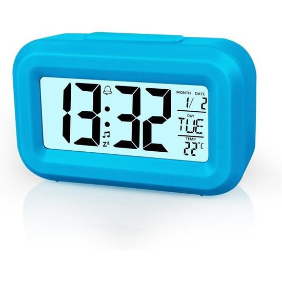 Gentpovth - Réveil Numérique à Piles Avec Grand Écran LED, Affichage Température, Fonction Snooze Et Veilleuse - Pour Chambre Et Bureau