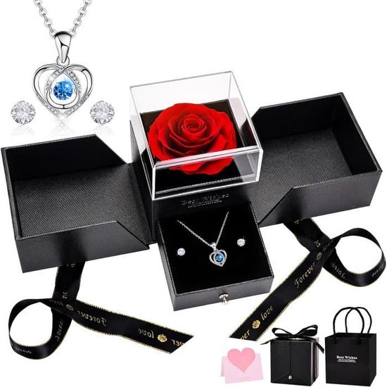 Coffret Cadeau Avec 16 Roses éternelles Préservées - Boîte En Forme De Cœur - Pour Anniversaire, Saint-Valentin, Fête Des Mères