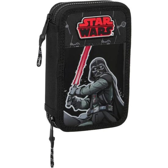 Trousse Star Wars Rebellion - Double Compartment - 21x6x8cm - Noir - Pour École Et Loisirs