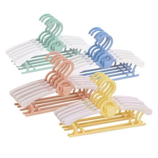 Lot 30 Cintres Extensibles Enfants 28-36 Cm – Plastique Antidérapant Ours Mignon, 5 Couleurs – Gain De Place & Crochets Empilables
