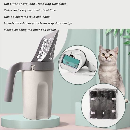Pelle à litière pour chat avec support Pelle à litière pour chat intégrée en plastique