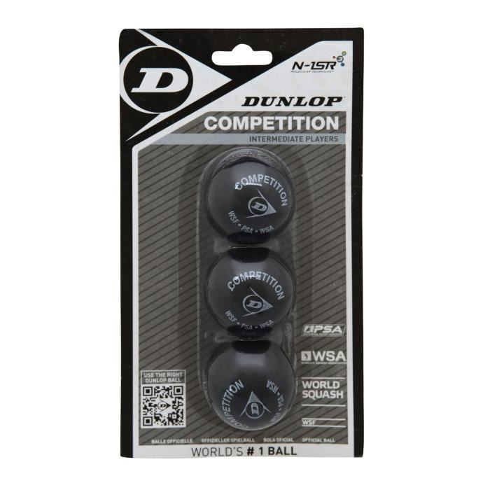 DUNLOP Balles de squash x3 Competition Loisirs