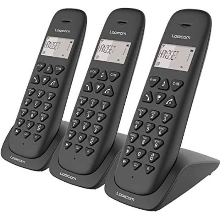 LOGICOM VEGA 350 Téléphone Fixe sans Fil Trio Noir