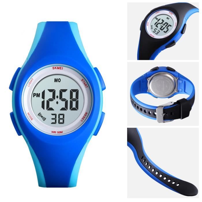 Montre Enfant Garcon de Sport etanche numerique LED watch militaire 2020 bracelet bleu , Cadeau pour enfants