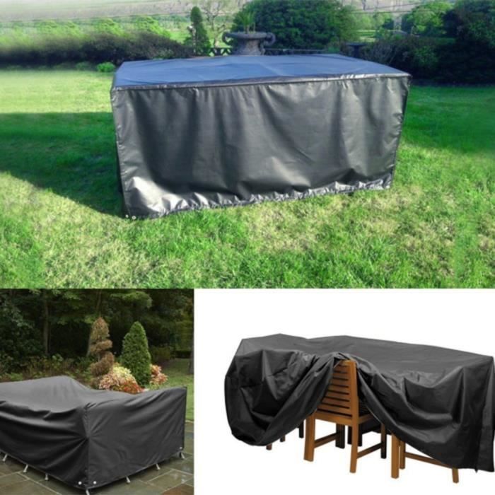 213*132*74cm Housse de Protection Étanche pour Table de Jardin Bâche Rectangulaire Couverture Noir