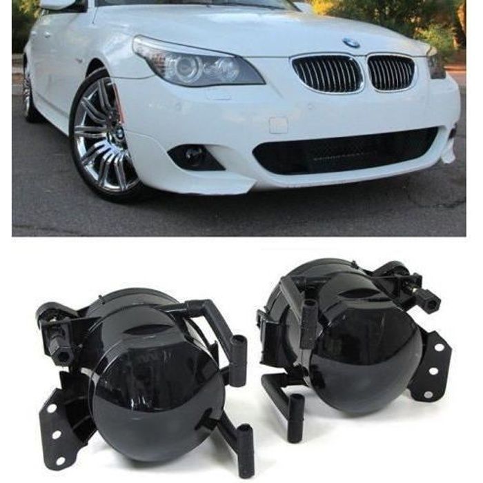 2 ANTIBROUILLARD NOIR TRANSLUCIDE BMW POUR SERIE 5 E60 E61 PACK M