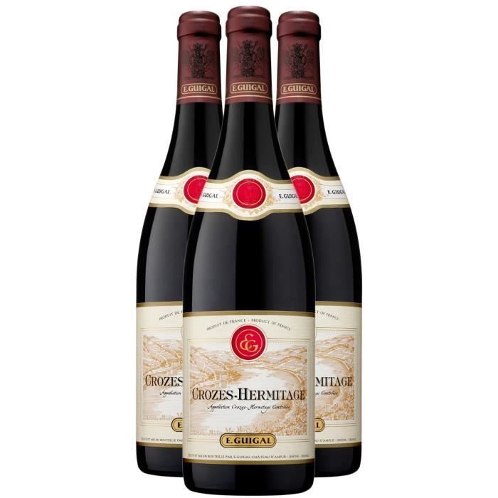 Crozes-Hermitage Rouge 2020 - Lot de 3x75cl - Maison Guigal - Vin AOC Rouge de la Vallée du Rhône - Cépage Syrah