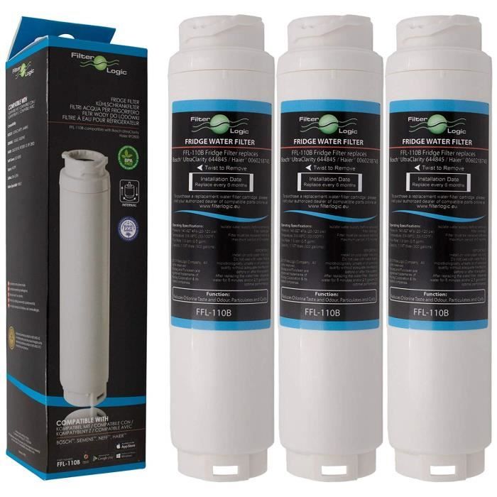 3x FilterLogic FFL-110B Filtre à eau compatible aux UltraClarity 00740560 , 740560 - 644845 pour BOSCH SIEMENS NEFF MIELE HAIER H
