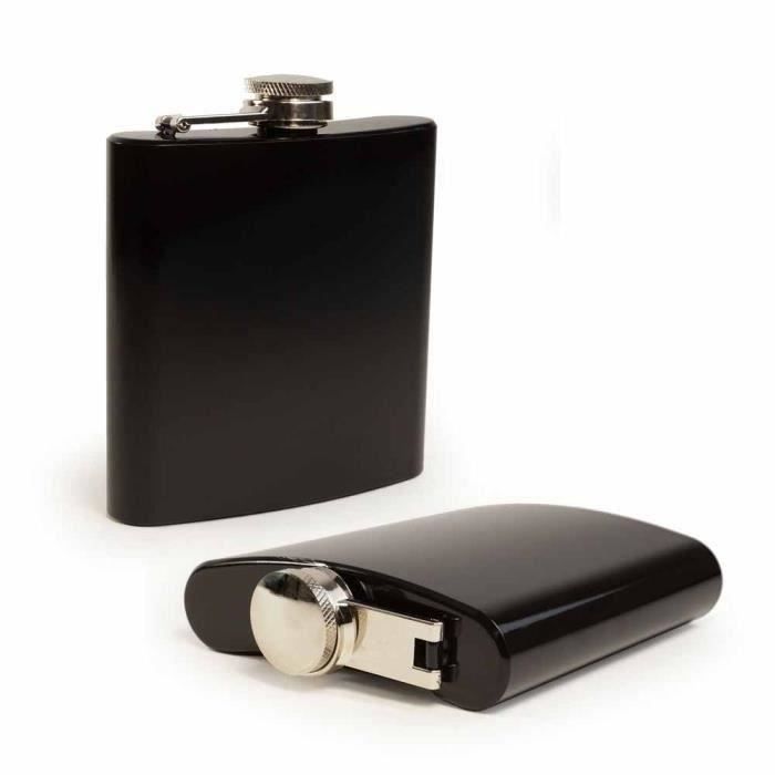 Flasque Alcool whisky inox 6 oz - Noir