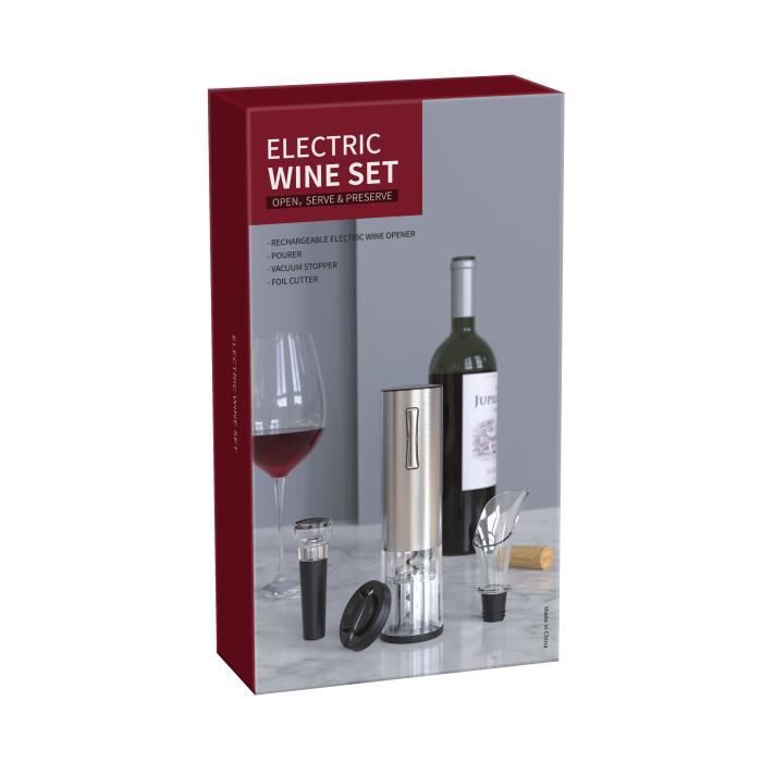 RhoneStar®3 en 1 Tire bouchon électrique sans-fil avec Recharge USB / Décapsuleur Électrique/ Ouvre-bouteille automatique