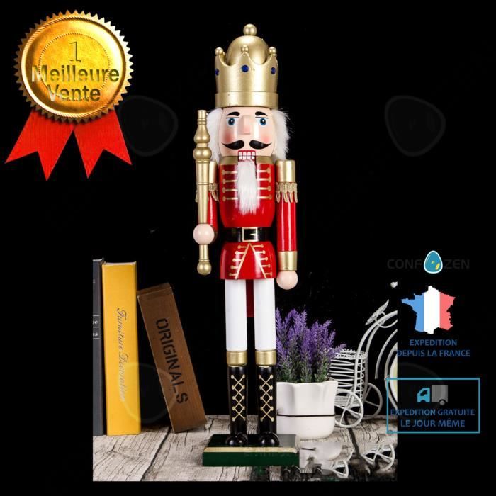 C® 60cm Soldat Casse-Noisette Coloré En Bois Décoration Noël Cadeau Jouet Poupée Vintage Artisanat
