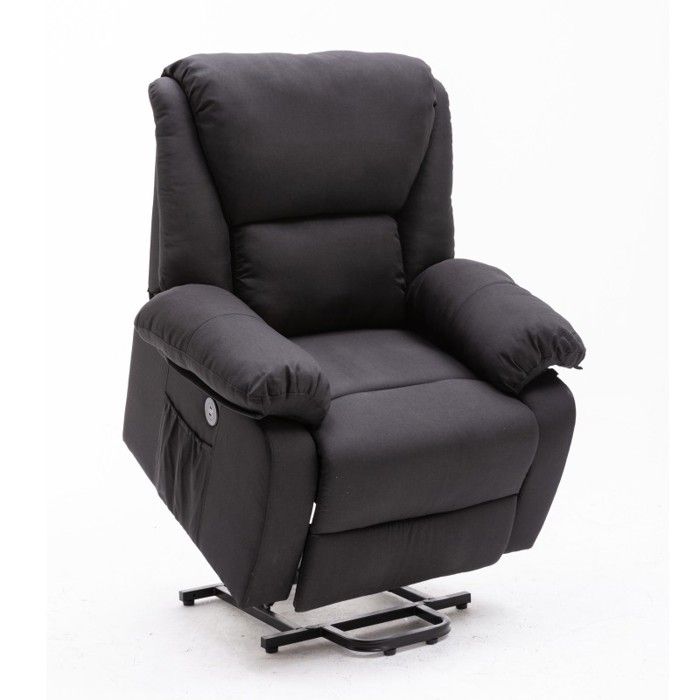 ECODE Fauteuil Relax Inclinable et Releveur Stelvio, Inclinaison électrique à 160º, Chauffage, Vibration, 2 USB, A++, Noir