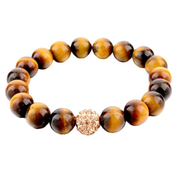 Bracelet Santé en Pierre Naturelle Oiel de Tigre et Perle Strass