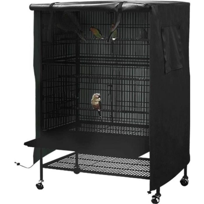 Housse de Cage à Oiseaux Antipoussière Étanche Bonne Nuit Aide au Sommeil pour Cage de Perroquet Ara Extérieure Le noir Footful