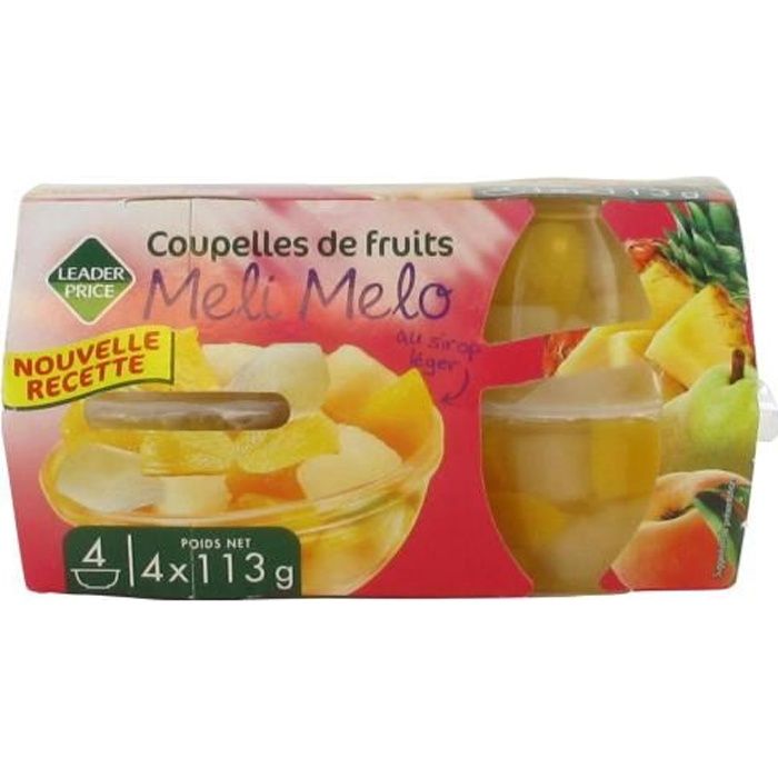 Coupelles de fruits Meli Melo nouvelle recette au sirop léger - 260g