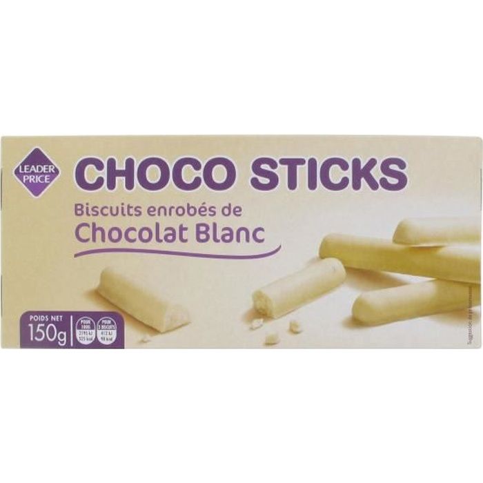Biscuits sticks enrobés de chocolat blanc - 150g