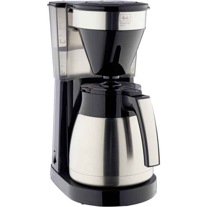 Cafétière filtre MELITTA Easy Top Therm II Steel - Noir - Capacité 10 tasses (1,25 L) - Porte-filtre compatible lave-vaisselle