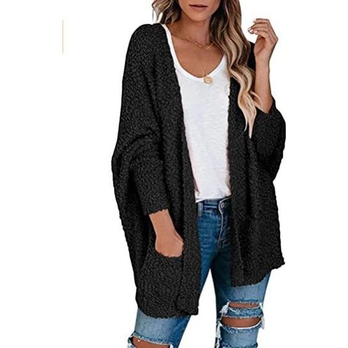 AmzBarley Cardigan Gilet Femme Cardigan Tricot Printemps-Automne Cardigan Veste Chauve-Souris Vintage Cardigan Col Chale pour Femme