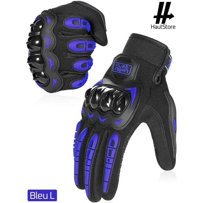 HautStore Gants de Moto, Pour la Course de Moto, VTT, Escalade, Chasse, Motocross et Autres Sports de Plein Air, Bleu L