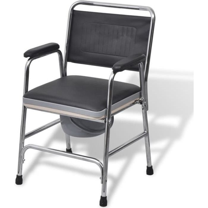 Chaise d'aisance Chaise percée Sièges de toilettes Acier Noir