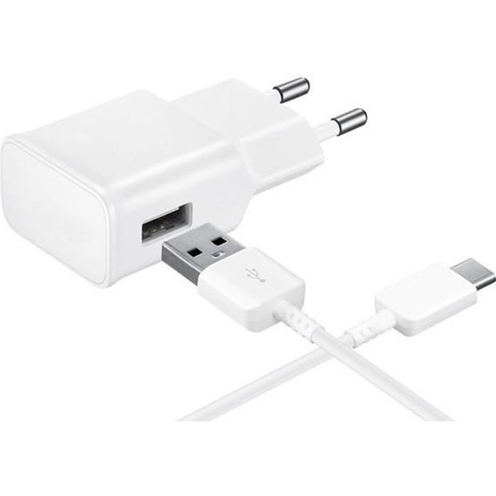 [Compatible Xiaomi MI 5-5S-5X-6X-8-8PRO-8LITE-A1-A2-MIX2-POCOPHONE] Cable Type USB-C 1 Metre + Chargeur Secteur Blanc [Phonillico®]