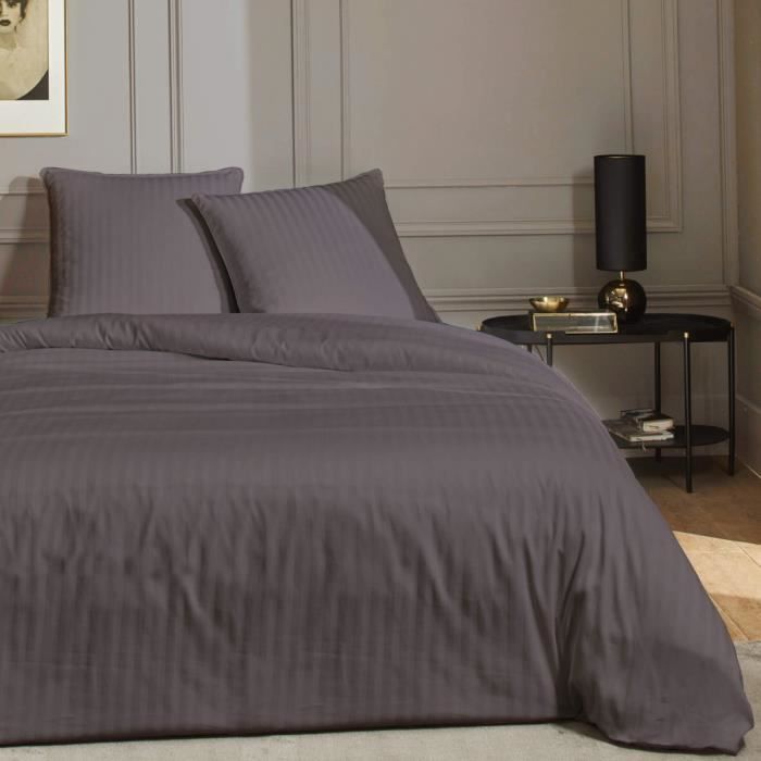 Parure de lit Satin Gris Perle 240x220 cm - Terre de Nuit