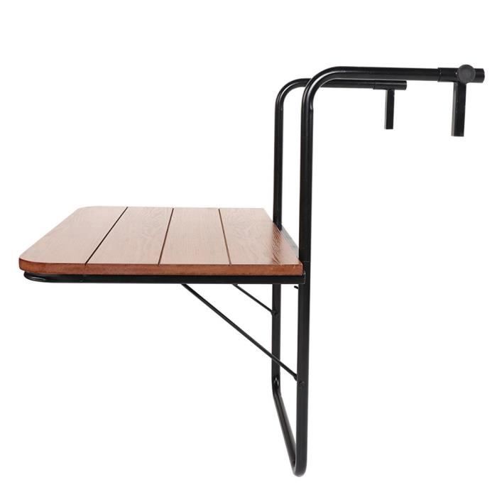 TMISHION Mobilier d'extérieur Balcon Table suspendue Garde-corps de haute qualité Table de jardin pliante en fer