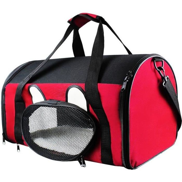 Sac de Transport pour Animaux, Sac pour Chats et Chiens, 50 x 31 x 29 cm, Rouge, Matériau: Mesh material, Polyester