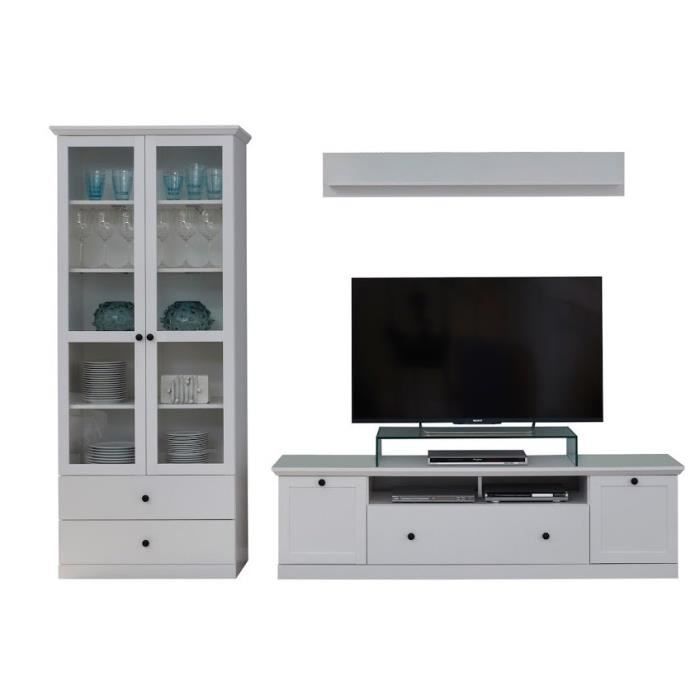 BrandsonBaxter - Meuble salon/séjour. Ensemble 3 meubles. L - H - P : 273 - 200 - 41 cm - Blanc