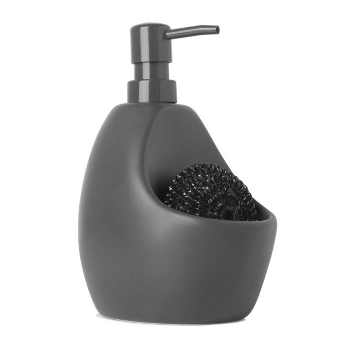 Distributeur à savon et porte éponge 2 en 1 Gris