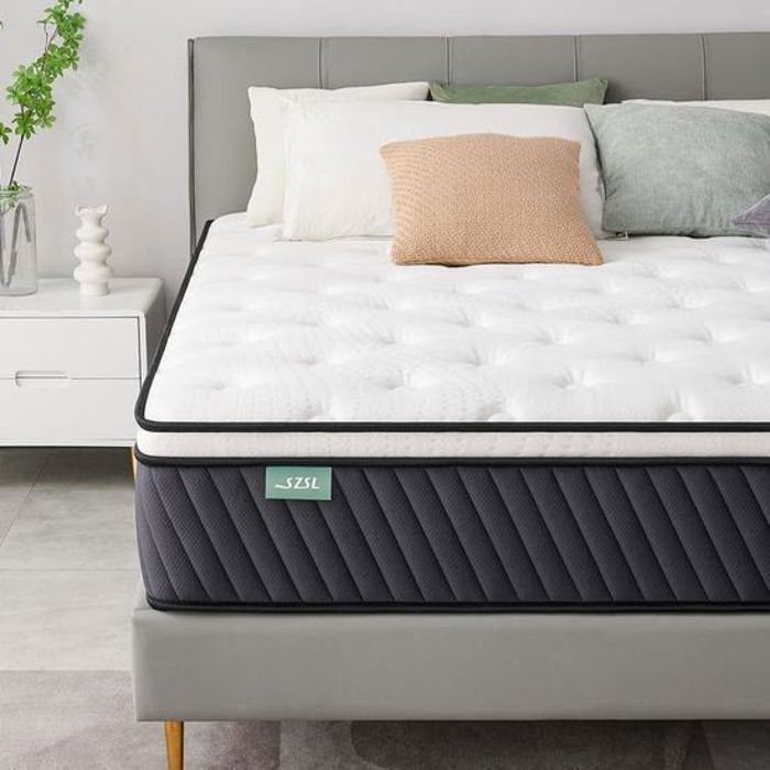 SZSUILONG Matelas Hybride 140x190 Épais 26cm Ressorts Ensachés Mémoire de Forme 7 Zones de Confort Mi-ferme