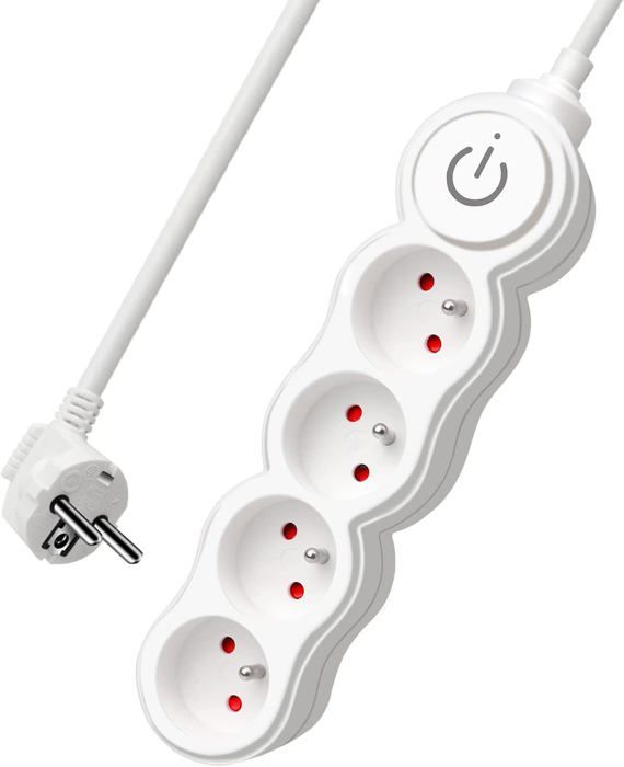 Aigostar Multiprises 2 Prises Extension D'alimentation De 1.5