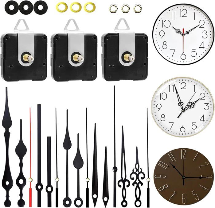 Mouvement D'horloge à Quartz DIY - Mécanisme Noir Avec Aiguilles, Pour Cadran Jusqu'à 6 Mm D'épaisseur