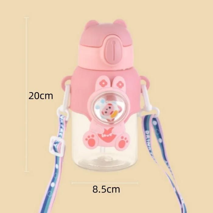 Gobelet à eau portable avec paille anti-chute pour enfants dessin animé étudiant voyage scolaire tasse à boire600ml