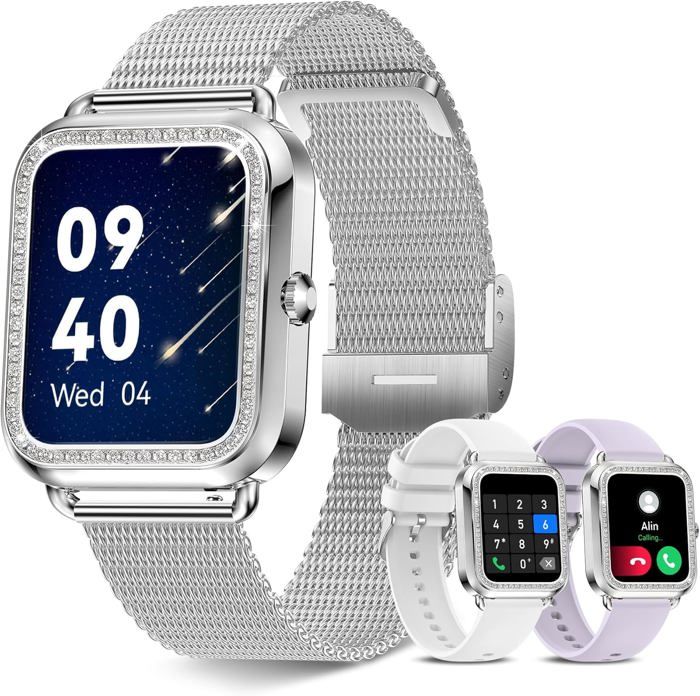 Montre Connectée Femme1.6Smartwatch Avec Appel BluetoothNotifications IntelligentesMontre Sport Avec Podometre19 SportifsMon