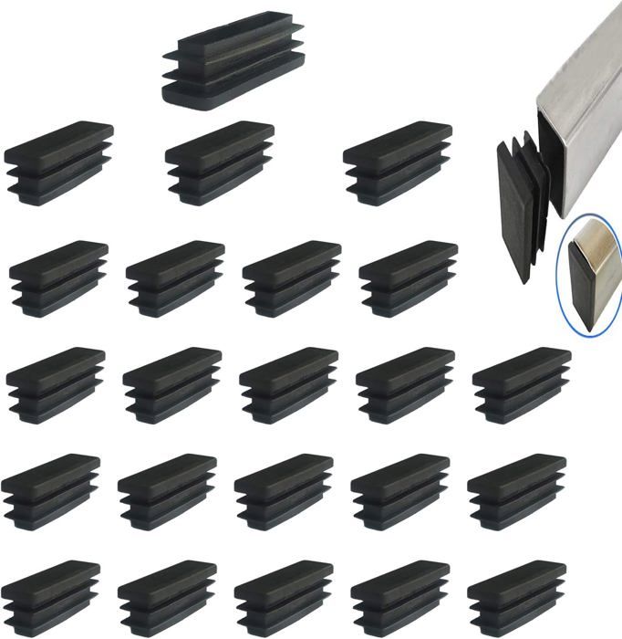 40x15mm Embout à lamelles rectangulaire Meubles Chaise Jambe Pied Couverture Cap Tubes Inserts Embout 24 pièces
