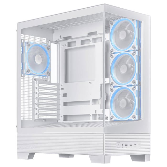 Boîtier PC Asus A31 PLUS TG ARGB – Moyen Tour Verre Trempé RGB Blanc ATX/Micro-ATX/Mini-ITX