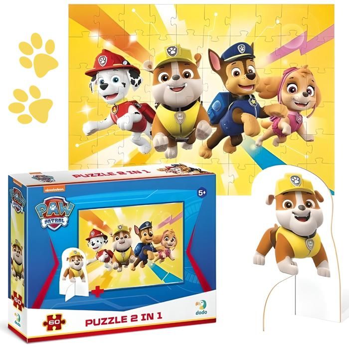 Puzzle - DODO - Paw Patrol - 60 pièces - Figurine incluse - Multicolore ...