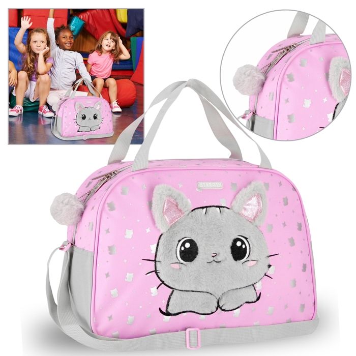 Sac De Sport Fille Motif Chat - Sac Piscine Et Voyage Pliable Multifonction | Nylon Léger, Compartiment Chaussures | 50L