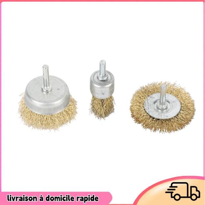 Lot De 20 Brosses De Meulage Fil Laiton 5mm Avec Tige 3mm - Outil Rotatif