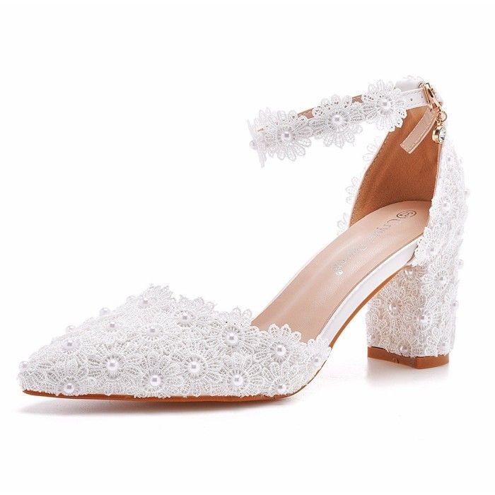 Escarpins Femme Talon Bloc Avec Bride Cheville - Style Mary Jane En Suède - Pour Mariage, Soirée, Fête