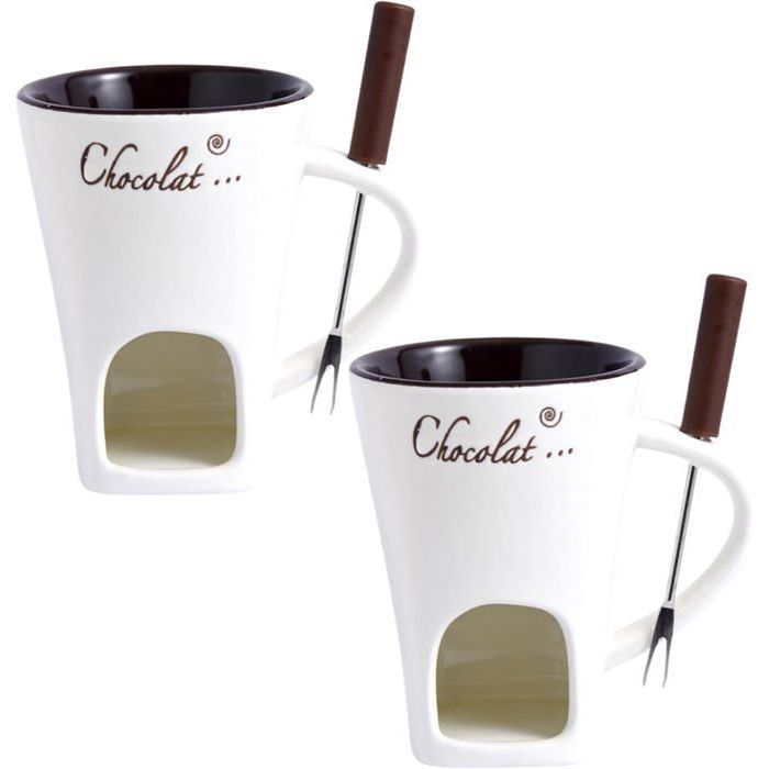 Ensemble de Fondue au Chocolat 2pcs Chocolate Fondue Mug 200 ML de la Fondue au Chocolat en céramique résistant FONDUE ELECTRIQUE