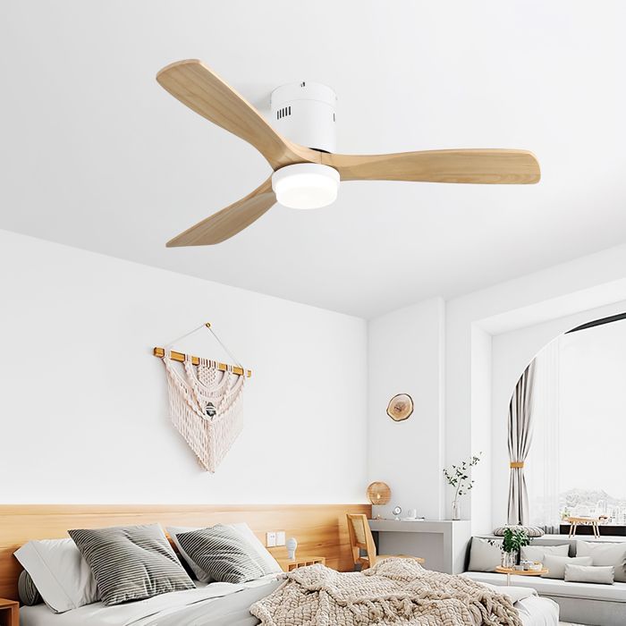 52 Inch Decorative Ceiling Fan With 6 Speed Remote White 3 Solid Wood Blades Reversible DC Motor For Living Room (Ventilateur de p - Rejimenez2025